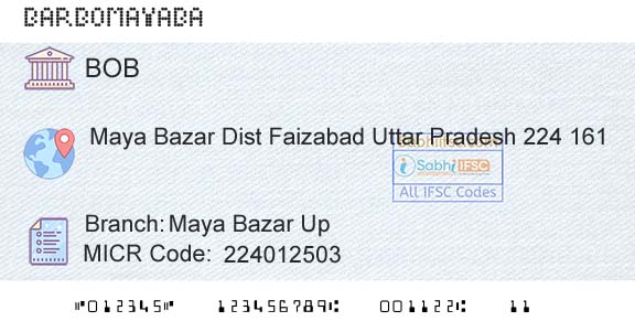 Bank Of Baroda Maya Bazar UpBranch 