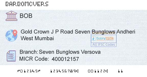 Bank Of Baroda Seven Bunglows VersovaBranch 
