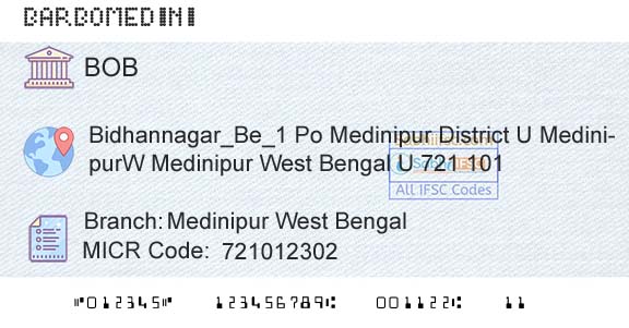 Bank Of Baroda Medinipur West BengalBranch 