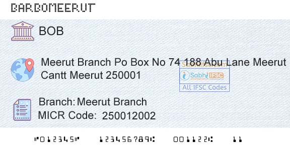 Bank Of Baroda Meerut BranchBranch 