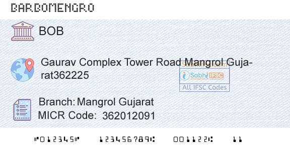 Bank Of Baroda Mangrol GujaratBranch 