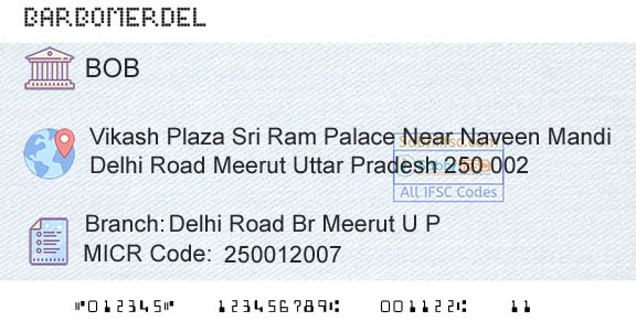 Bank Of Baroda Delhi Road Br Meerut U P Branch 
