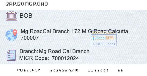 Bank Of Baroda Mg Road Cal BranchBranch 