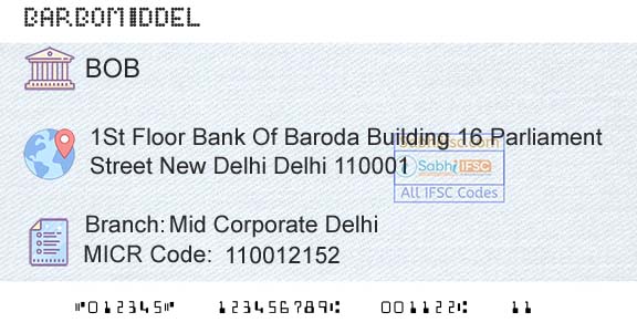 Bank Of Baroda Mid Corporate DelhiBranch 