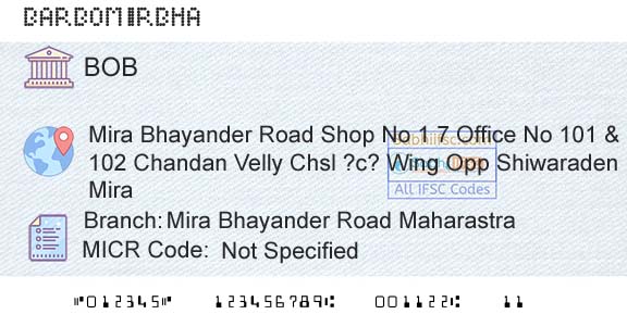 Bank Of Baroda Mira Bhayander Road MaharastraBranch 
