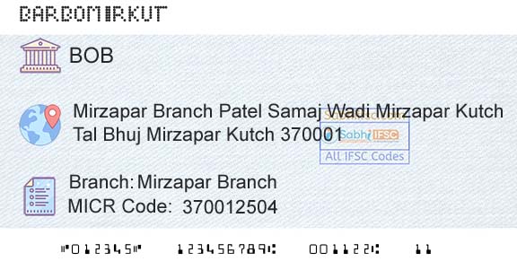 Bank Of Baroda Mirzapar BranchBranch 