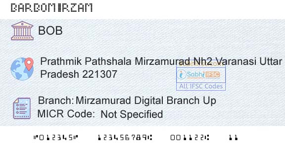 Bank Of Baroda Mirzamurad Digital Branch UpBranch 