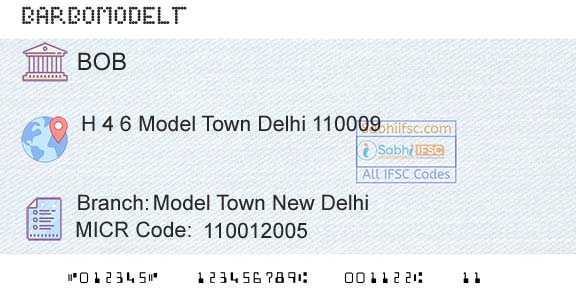 Bank Of Baroda Model Town New DelhiBranch 