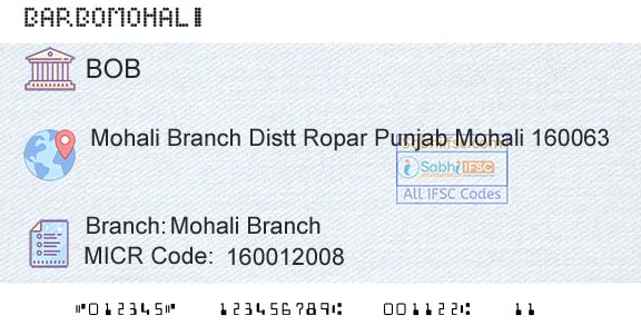 Bank Of Baroda Mohali BranchBranch 