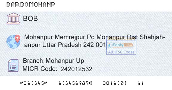 Bank Of Baroda Mohanpur UpBranch 