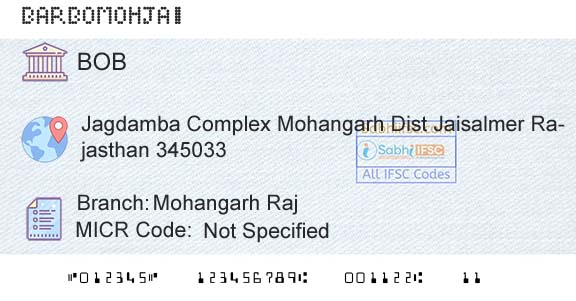 Bank Of Baroda Mohangarh RajBranch 
