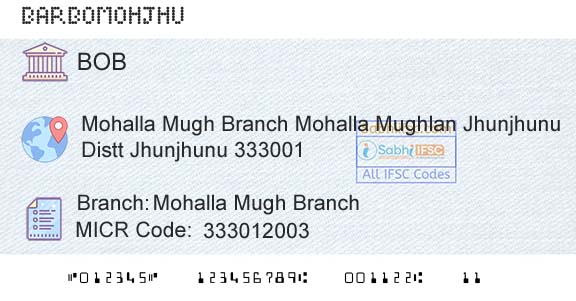 Bank Of Baroda Mohalla Mugh BranchBranch 