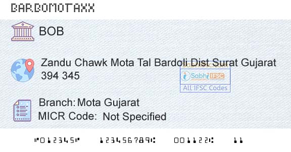 Bank Of Baroda Mota GujaratBranch 