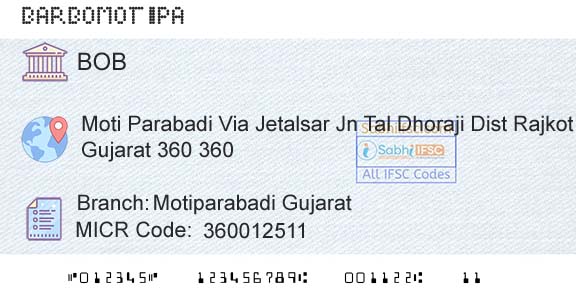 Bank Of Baroda Motiparabadi GujaratBranch 