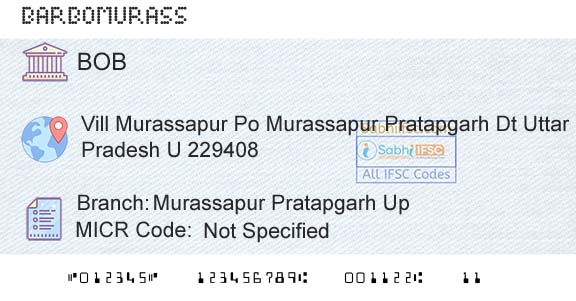 Bank Of Baroda Murassapur Pratapgarh UpBranch 