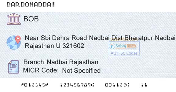 Bank Of Baroda Nadbai RajasthanBranch 
