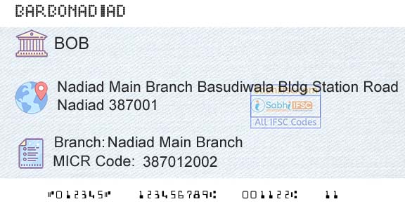Bank Of Baroda Nadiad Main BranchBranch 
