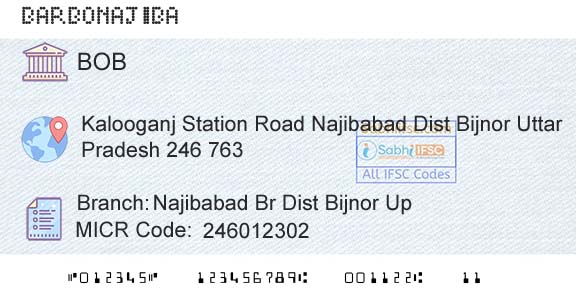 Bank Of Baroda Najibabad Br Dist Bijnor UpBranch 