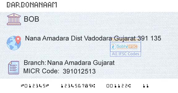 Bank Of Baroda Nana Amadara GujaratBranch 