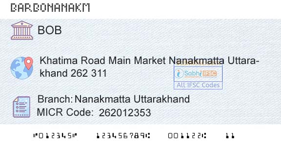Bank Of Baroda Nanakmatta UttarakhandBranch 