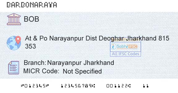 Bank Of Baroda Narayanpur JharkhandBranch 