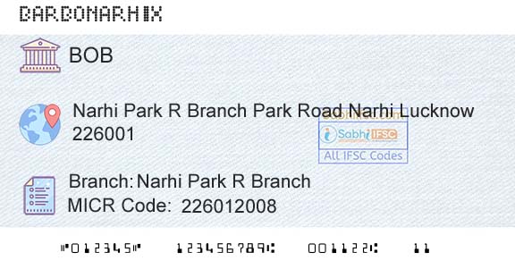 Bank Of Baroda Narhi Park R BranchBranch 