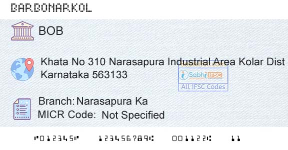Bank Of Baroda Narasapura KaBranch 