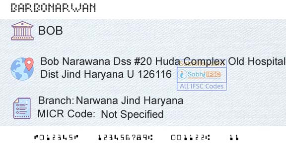 Bank Of Baroda Narwana Jind HaryanaBranch 