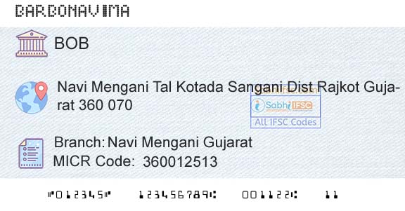 Bank Of Baroda Navi Mengani GujaratBranch 
