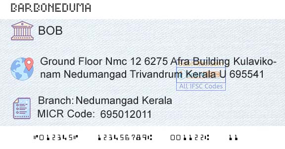 Bank Of Baroda Nedumangad KeralaBranch 