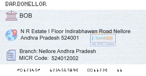 Bank Of Baroda Nellore Andhra PradeshBranch 