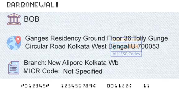 Bank Of Baroda New Alipore Kolkata WbBranch 