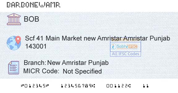 Bank Of Baroda New Amristar PunjabBranch 