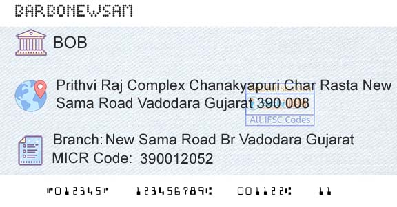 Bank Of Baroda New Sama Road Br Vadodara GujaratBranch 
