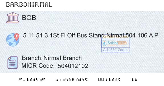 Bank Of Baroda Nirmal BranchBranch 