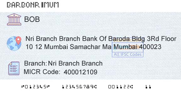 Bank Of Baroda Nri Branch BranchBranch