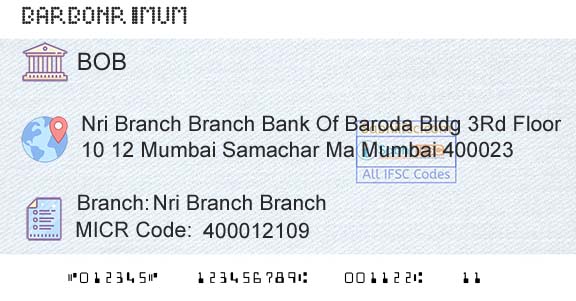 Bank Of Baroda Nri Branch BranchBranch 