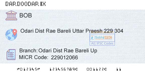 Bank Of Baroda Odari Dist Rae Bareli UpBranch 