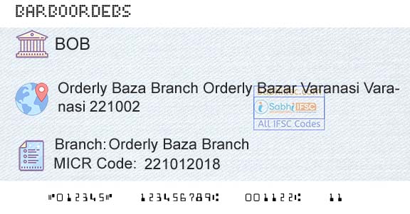 Bank Of Baroda Orderly Baza BranchBranch 