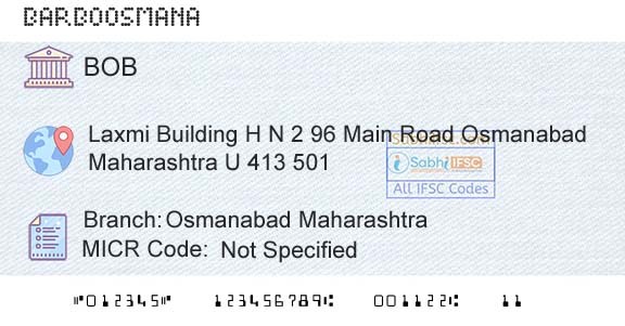 Bank Of Baroda Osmanabad MaharashtraBranch 