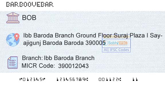Bank Of Baroda Ibb Baroda BranchBranch 
