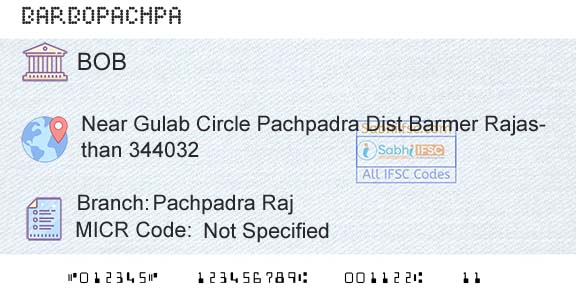 Bank Of Baroda Pachpadra RajBranch 