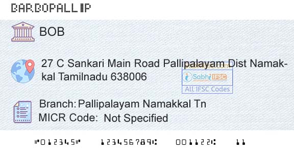 Bank Of Baroda Pallipalayam Namakkal TnBranch 