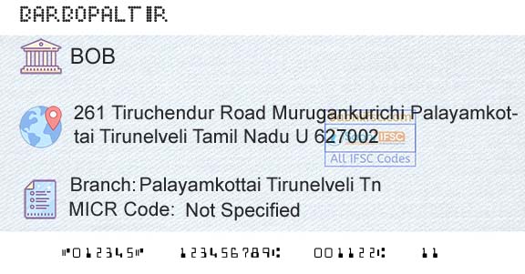 Bank Of Baroda Palayamkottai Tirunelveli TnBranch 