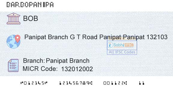 Bank Of Baroda Panipat BranchBranch 