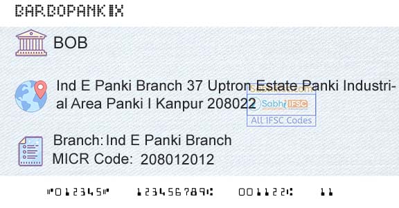 Bank Of Baroda Ind E Panki BranchBranch 