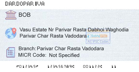 Bank Of Baroda Parivar Char Rasta VadodaraBranch 