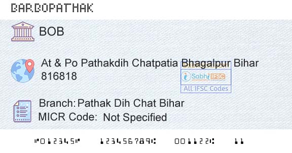 Bank Of Baroda Pathak Dih Chat BiharBranch 