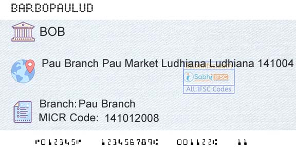 Bank Of Baroda Pau BranchBranch 