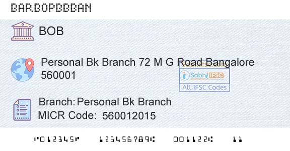Bank Of Baroda Personal Bk BranchBranch 